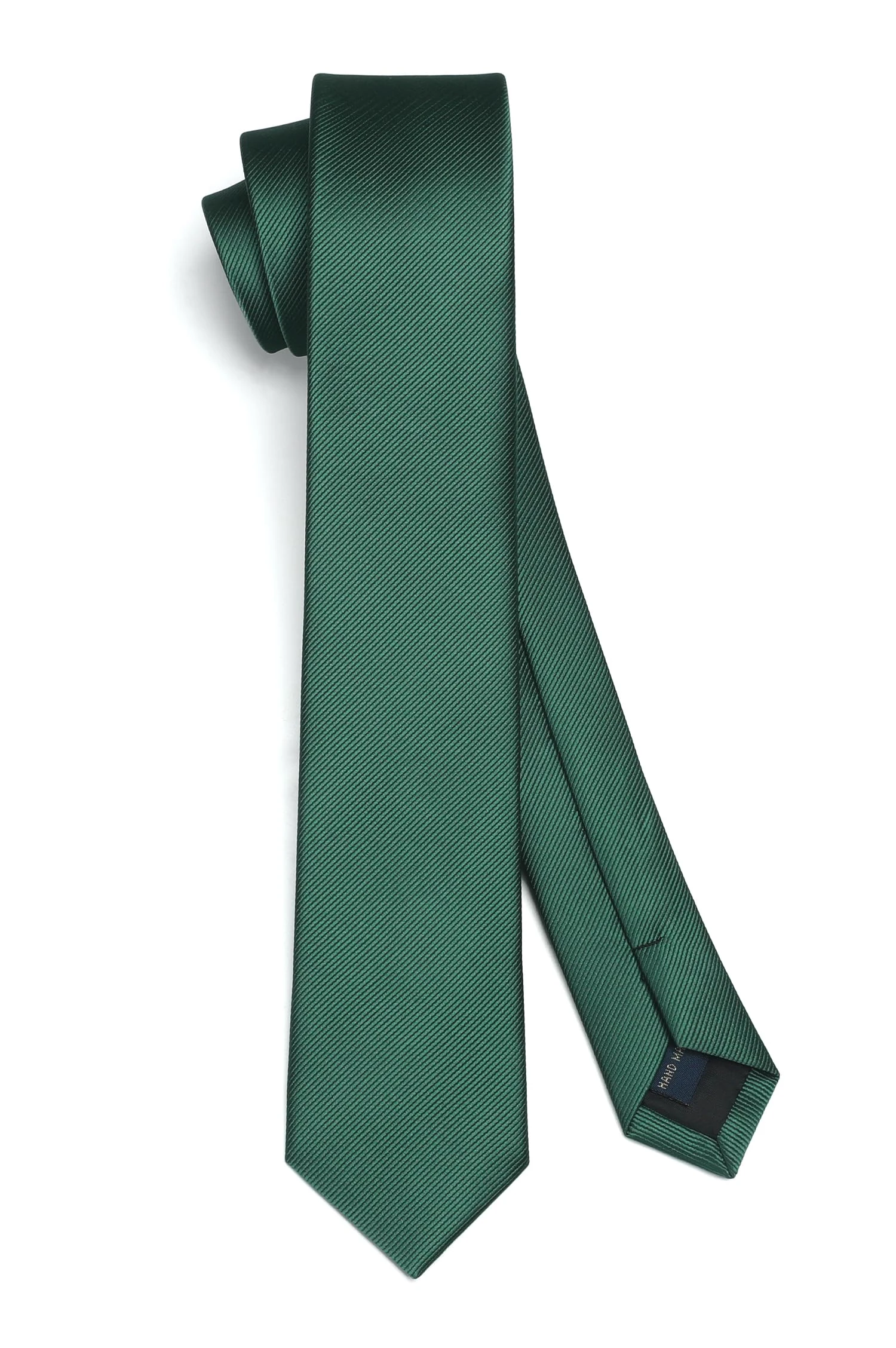 HISDERN Dark Green Tie Silk Skinny Tie Slim ties For Men Solid NeckTie Classic Formal Tie For Business Wedding(6cm)
