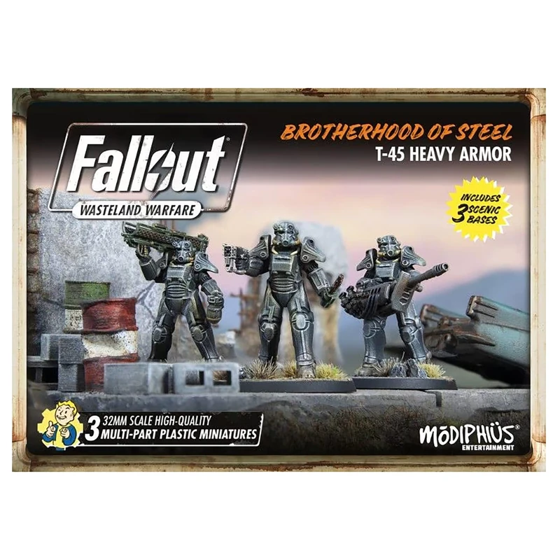 Fallout Wasteland Warfare Brotherhood T-45 - 3x 32mm Miniatures - Image 1