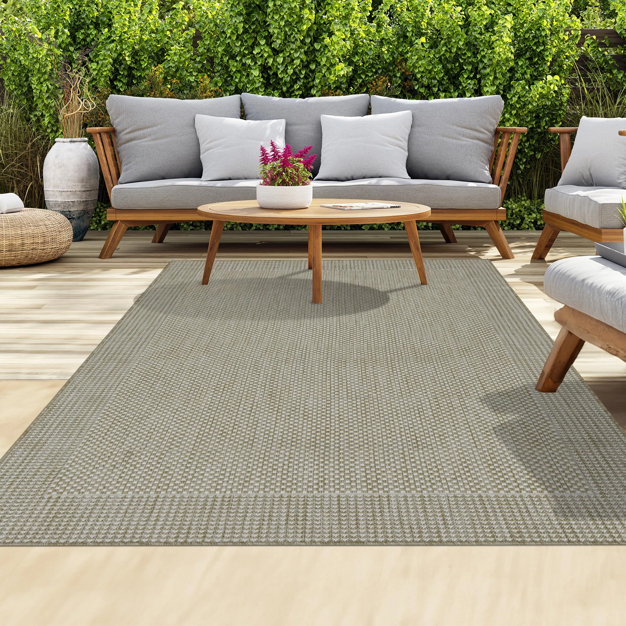 homeart Outdoor Rugs | Easy-Cleaning Indoor & Outdoor Area Rugs for Porch, Deck, Balcony, Garden, Picnic, Kitchen, Hallway | UV & Weather-Resistant Large Patio Rug Mats | Beige Cream, 160 x 230 cm