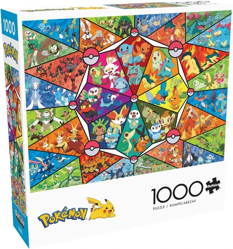Buffalo Games Pokemon Stained Glass Starters 1000 Piece Puzzle - Image 1