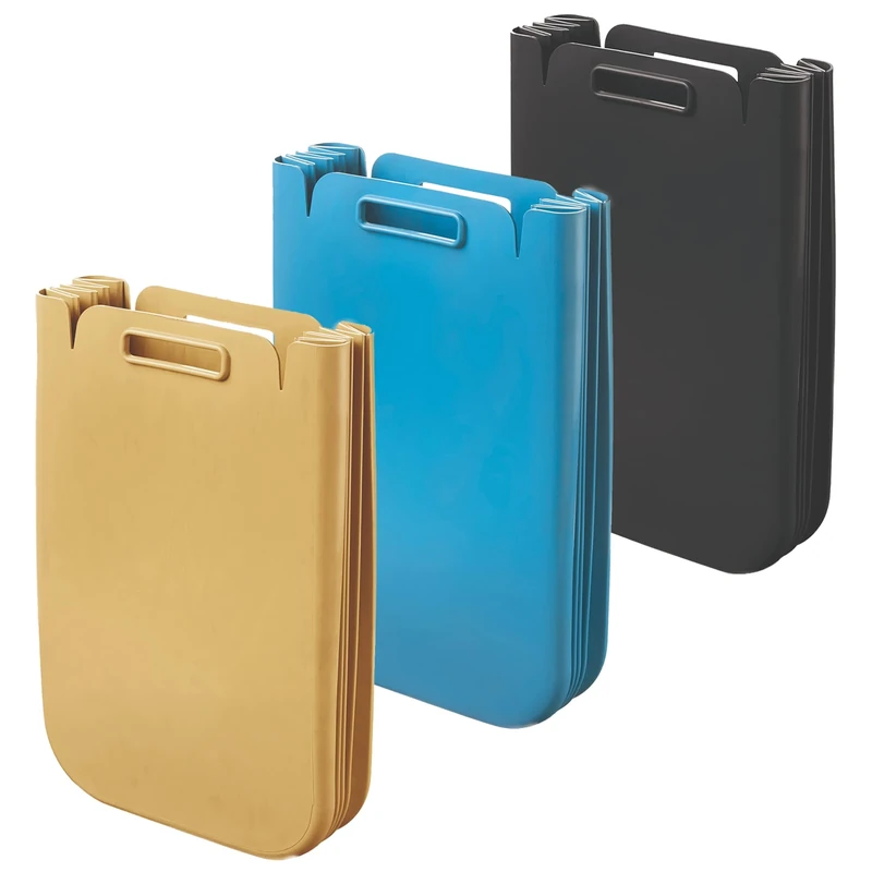 WELL HOME MOBILIARIO & DECORACIÓN Set of 3 Collapsible Multi-Purpose Container 25 Litres w/One (75L Total), Recycled Plastic, 45 x 30 cm, Colour