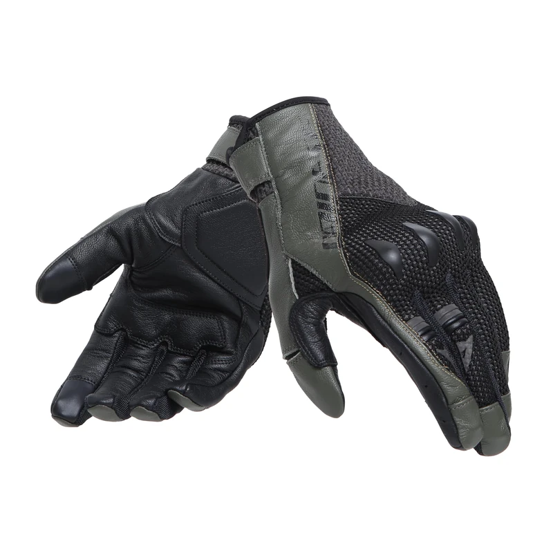 Dainese - Karakum Ergo-Tek Gloves, Summer Motorcycle Gloves, Ventilated Fabric, Knuckle Potectors, Men's Motorcycle Gloves, Black/Military Green, M