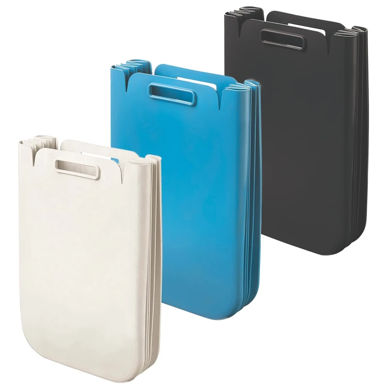 WELL HOME MOBILIARIO & DECORACIÓN Set of 3 Collapsible Multi-Purpose Container 25 Litres w/One (75L Total), Recycled Plastic, 45 x 30 cm, Colour