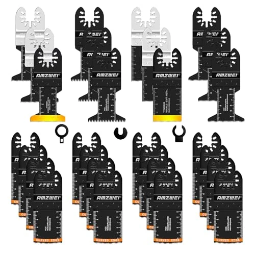 30 PCS Oscillating Saw Blades, Professional Universal Titanium Multitool Blades for Wood Metal, Quick Release Multi Tool Blades Kits