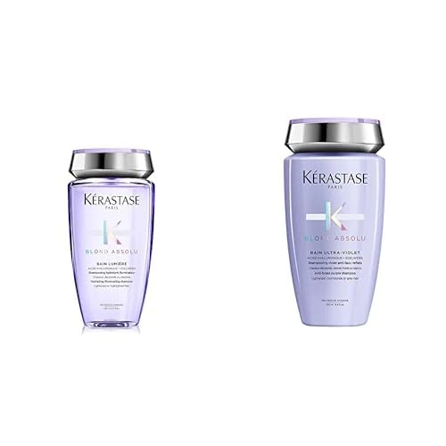 Kérastase Blond Absolu, Anti-Brass Purple Shampoo, Toning, For Cool Blondes & Bain Ultra Violet, 250ml & Kérastase Blond Absolu & Edelweiss Flower, Bain Lumiere, 250ml
