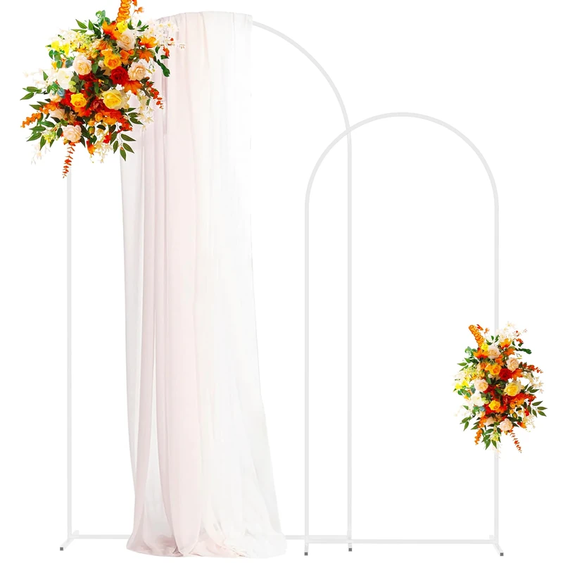 Putros Metal Arch Backdrop Stand White Wedding Backdrop Stand Set of 2 Square Arch Frame for Birthday Party Graduation Ceremony Decoration