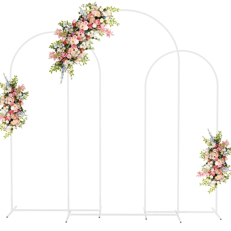 Fomcet White Metal Arch Stand Set of 3 Semicircular Arched Backdrop Stand 7.2FT, 6.6FT & 6FT for Wedding Ceremony, Birthday Party, Baby Shower & More