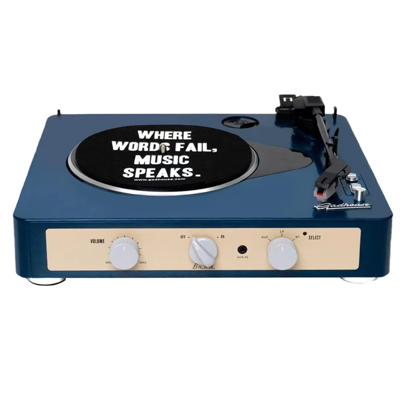Gadhouse - Brad Retro Record Player (Built-in Bluetooth 5.0 & Pitch Control) (Navy)