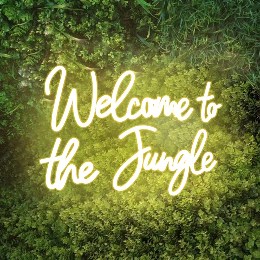 DAKABUKA Welcome to the Jungle LED Neon Signs Warm White Neon Lights for Wall Decor USB Light Up Sign For Garden Home Porch store Christmas Living Room Bar Decoration(16.5 * 11Inch)