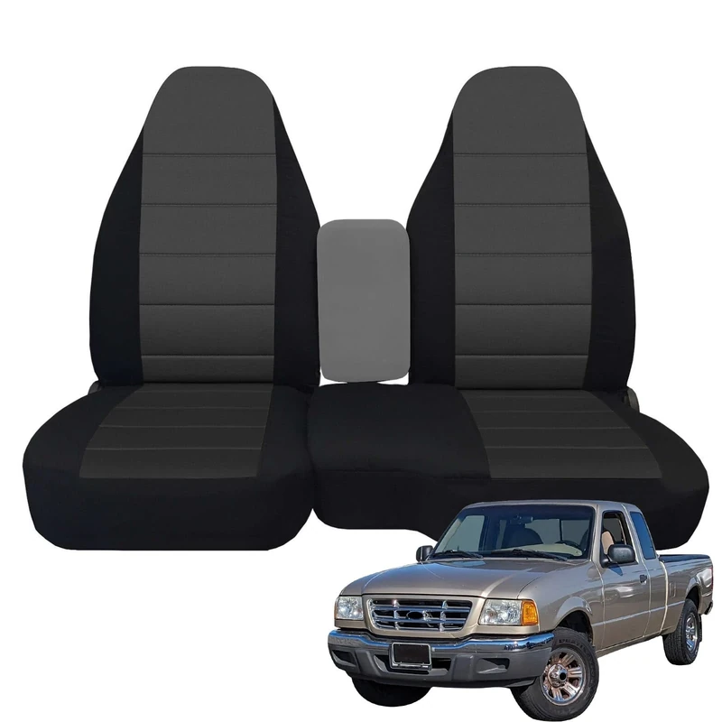 SAPUBK Custom-Fit Front Seat Covers Without Console Replace for 1998-2003 Ford Ranger Pickup 60/40 High Back Seats