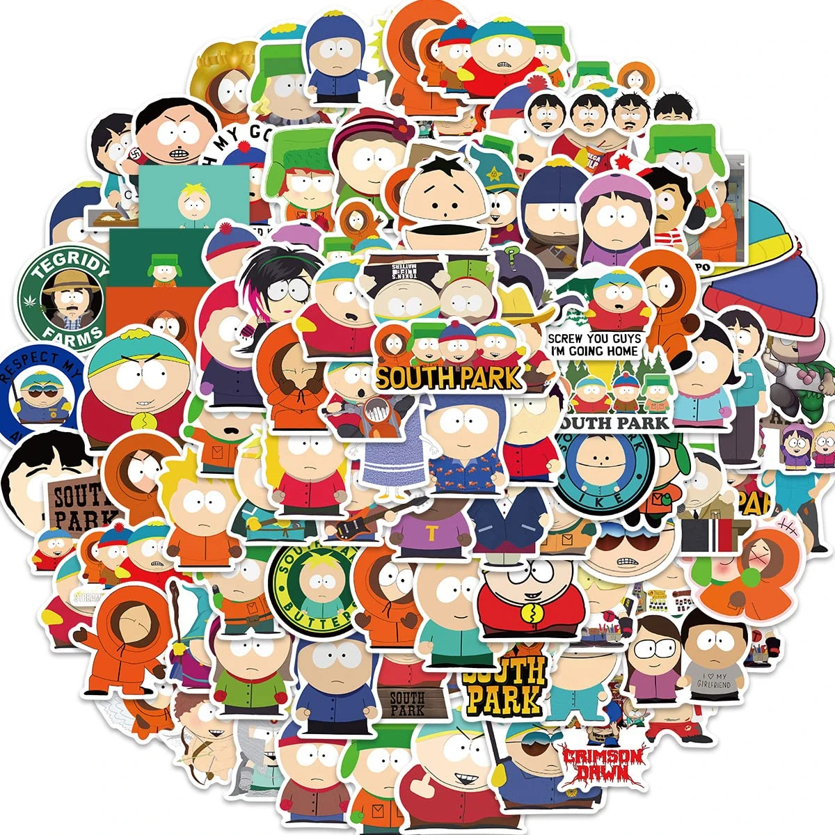 Sanmatic 100pcs Southpark Stickers for Suitcase Skateboard Laptop Computer Water Bottles Car Teens Boys Girls Decal