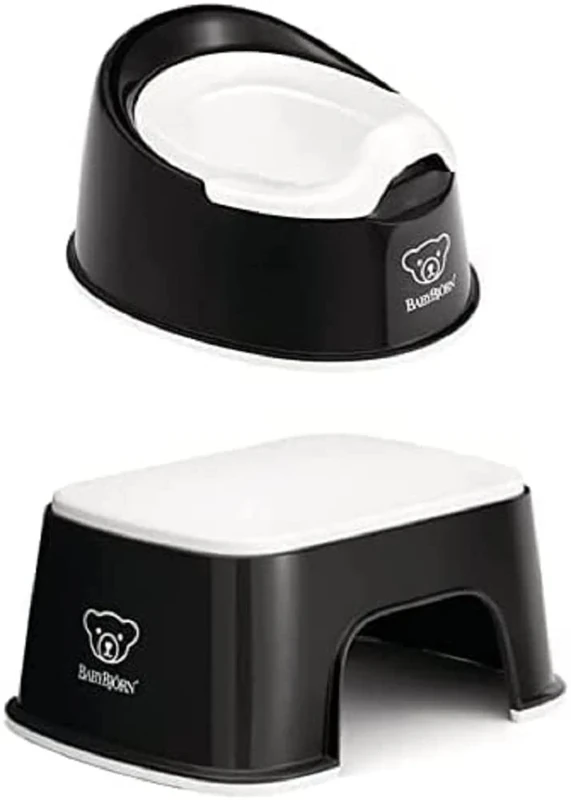 Bundle of BabyBjörn Smart Potty, Black/White + BabyBjörn Step Stool, Black/White