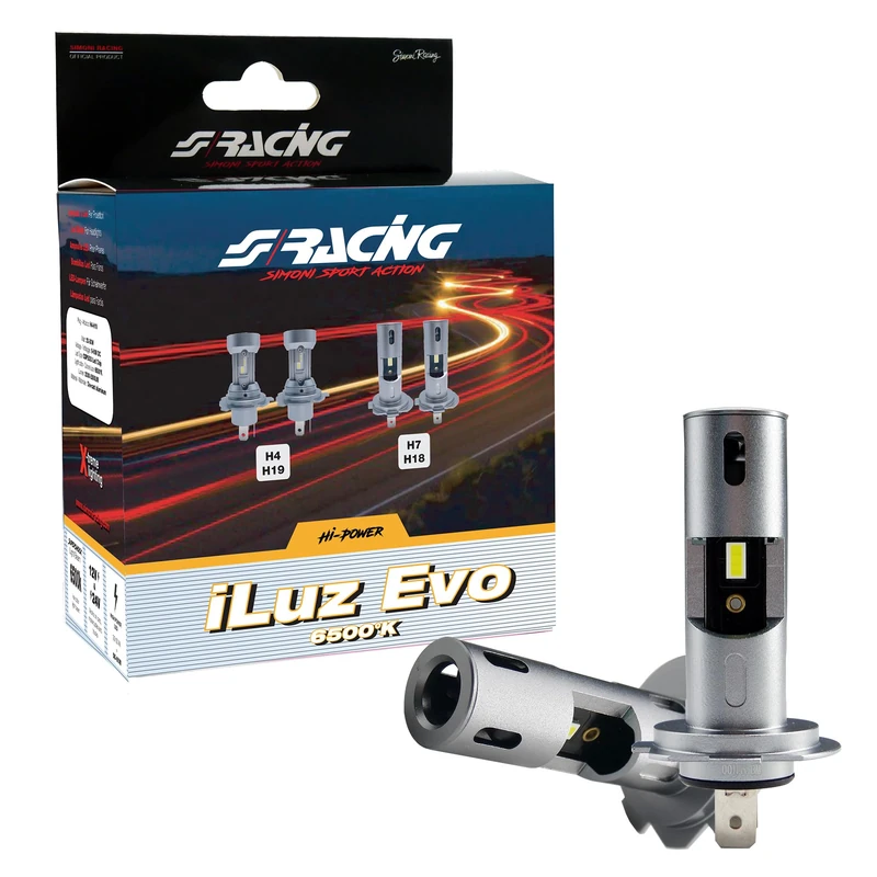 Simoni Racing EZ7 LED Conversion iLuz Evo Kit of 2 LED Bulbs with Connection H7 - H18 Small Dimensions for Cars and Motorcycles with White Light 6500 K