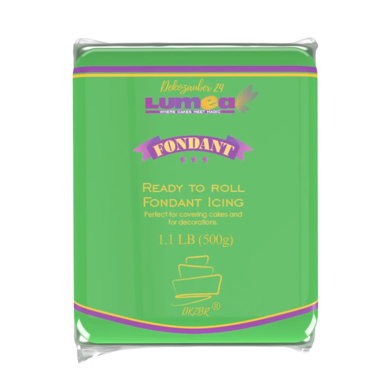 Dekozauber24 Fondant Icing 500g, for cakes and figurines, gluten free, ready to roll, edible cake decorations (Green)