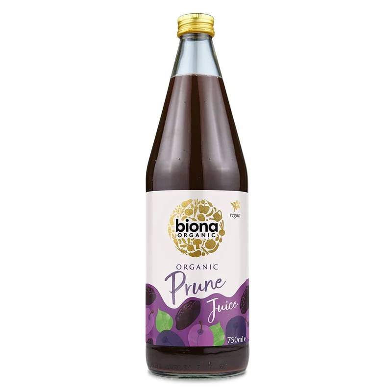 Biona Organic Prune Juice 750ml, Pack of 6 - Pressed With Only Ideal Quality Prunes and Water - Recyclable Glass Bottle - No Added Sugar - Vegan - Ready To Drink, Serve Chilled