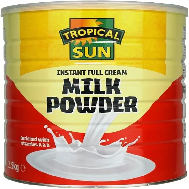 Tropical Sun Full Cream Milk Powder 2.5KG | Instant Whole Milk Powder Enriched with Vitamins A & D | Rich, Creamy Taste | Easy to Mix, Long Shelf Life | Ideal for Tea, Coffee, Baking & Cooking