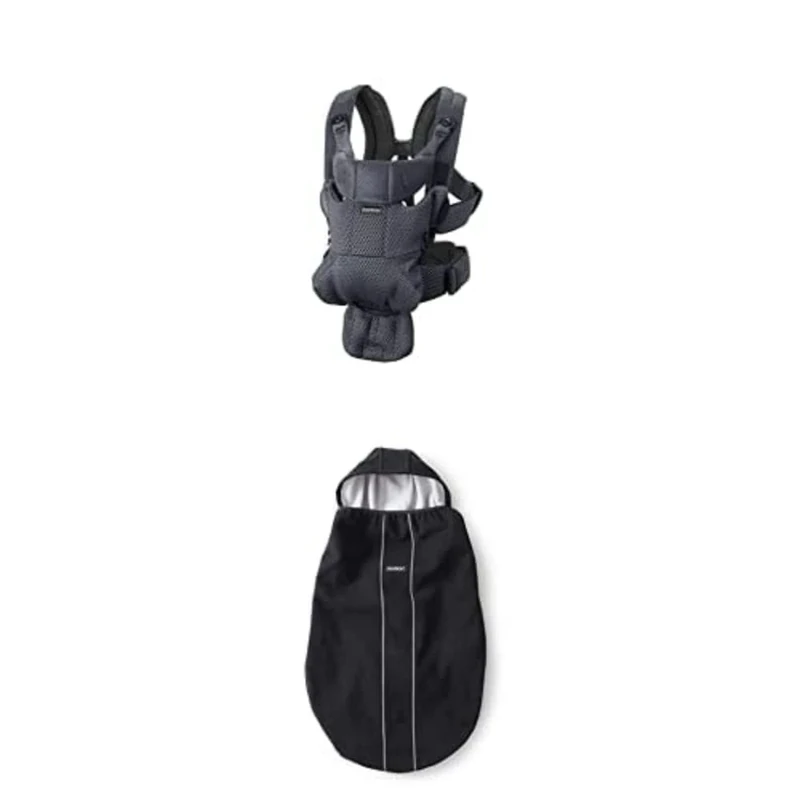 Bundle of BabyBjörn Baby Carrier Move, 3D Mesh, Anthracite + BabyBjörn Cover for Baby Carrier, Black