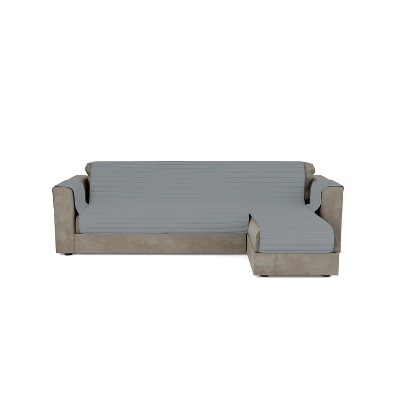 Italian Bed Linen Quilted Sofa Cover with Reversible Peninsula TRENDY, 240 cm, Light Grey