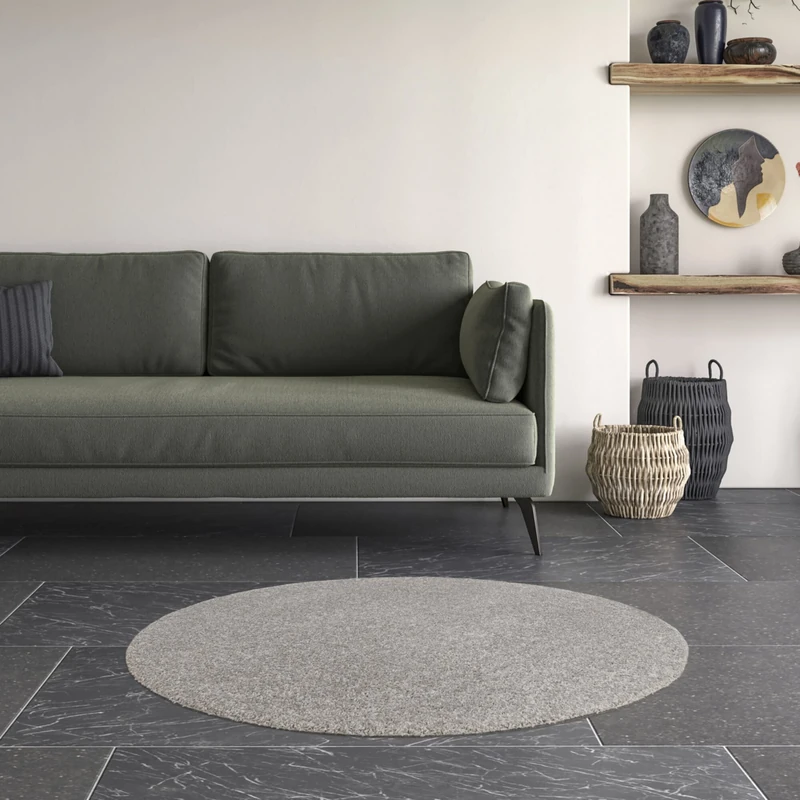 BALTA Machine Washable Rug, Round Living Room Rug for the Whole House, Compatible with Underfloor Heating, Recyclable, Made Polypropylene, Very Resistant, ø120 cm, Grey - Image 1