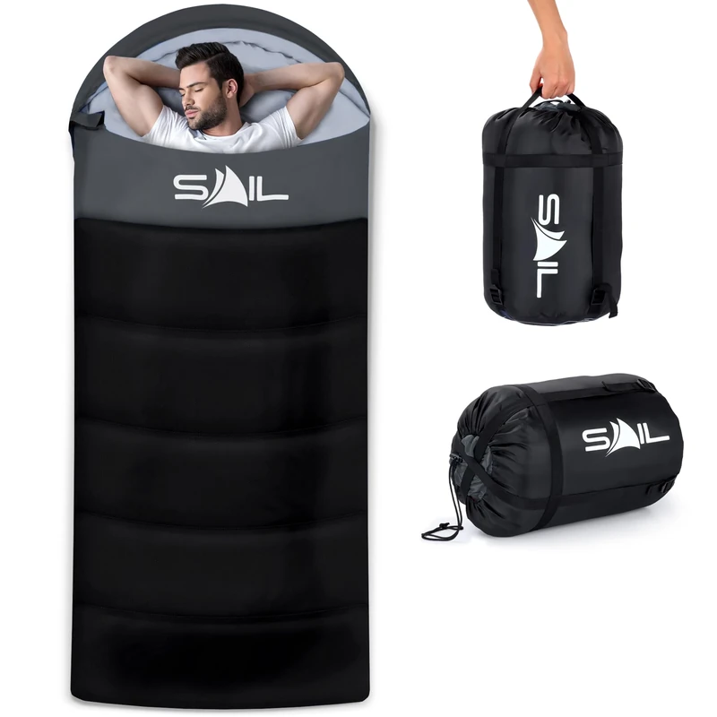 SAIL XL Wide Sleeping Bag - 250GSM, 1.6kg Waterproof for Tall Adults