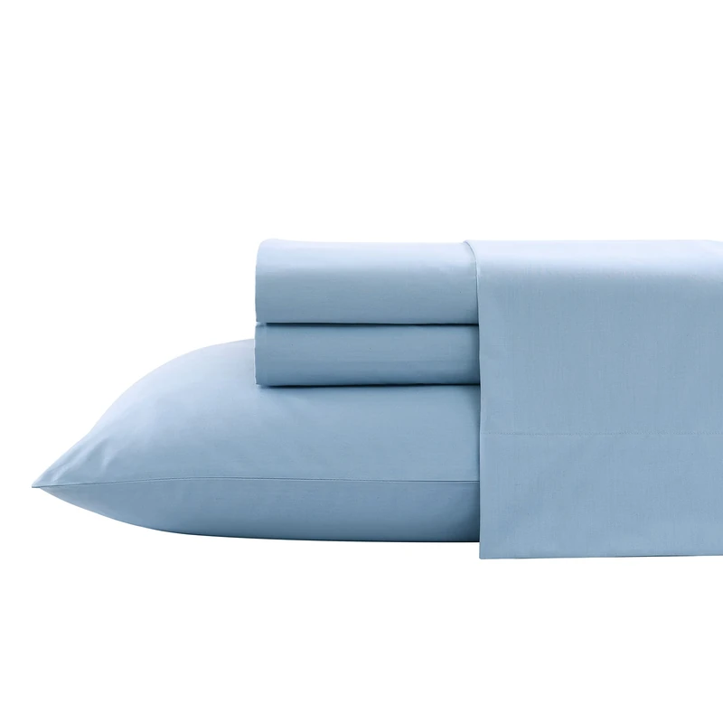 Nautica - Twin XL Sheets, Cotton Percale Bedding Set, Casual Home Decor (Solid Light Blue, Twin XL)