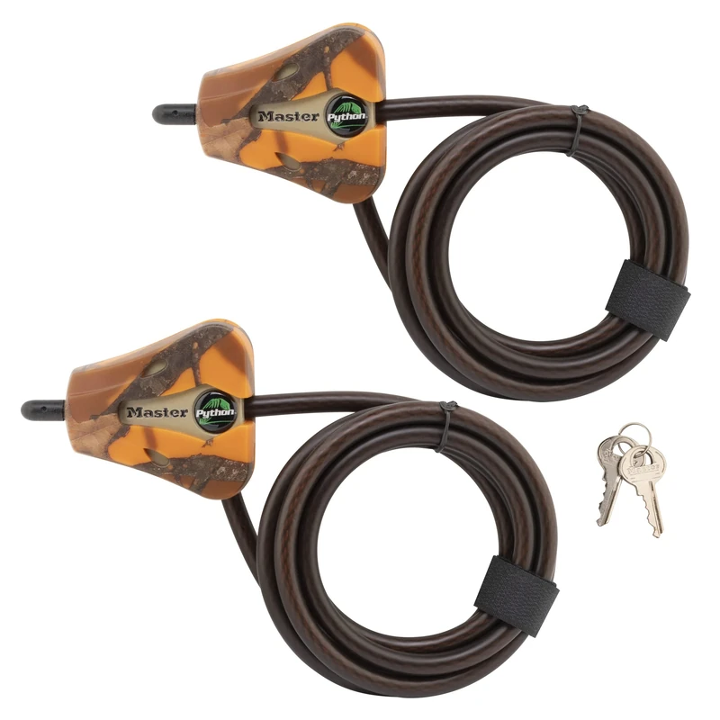 Master Lock Cable Lock, Python Adjustable Keyed Cable Lock, 6 ft. Long Cable, 2 Pack Mossy Oak Blaze Camouflage