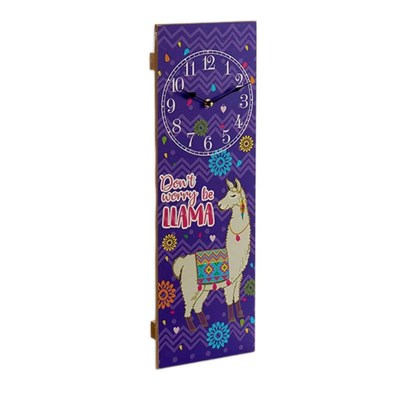 Gift Decor Llama Wall Clock - Purple Fuchsia Wood - 12 Pack - Image 1
