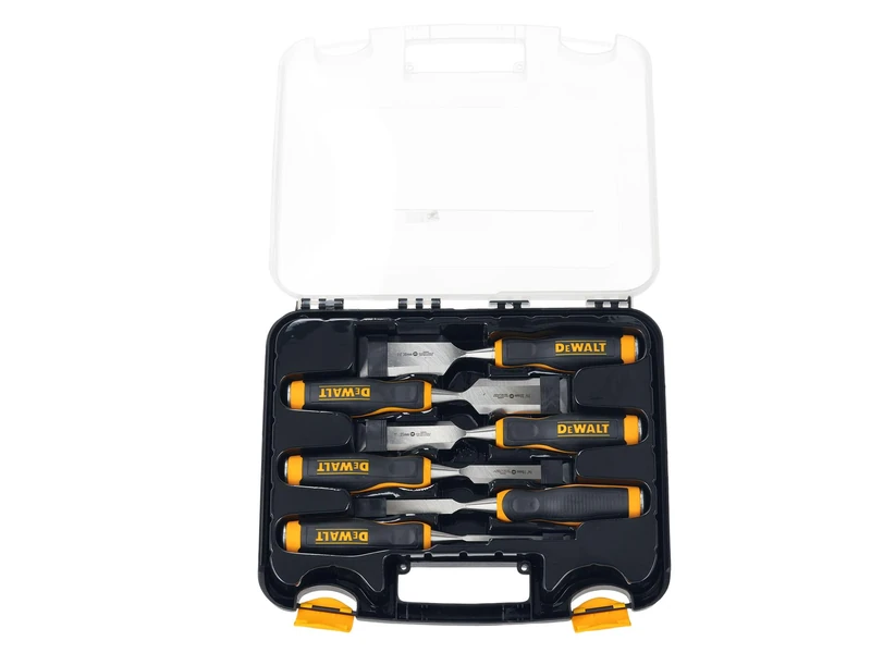 DEWALT Wood Chisel Set, 6 Piece, Contains one of each size: 6, 13, 19, 25, 32, 38mm (1/4, 1/2, 3/4, 1, 1.1/4, 1.1/2in).