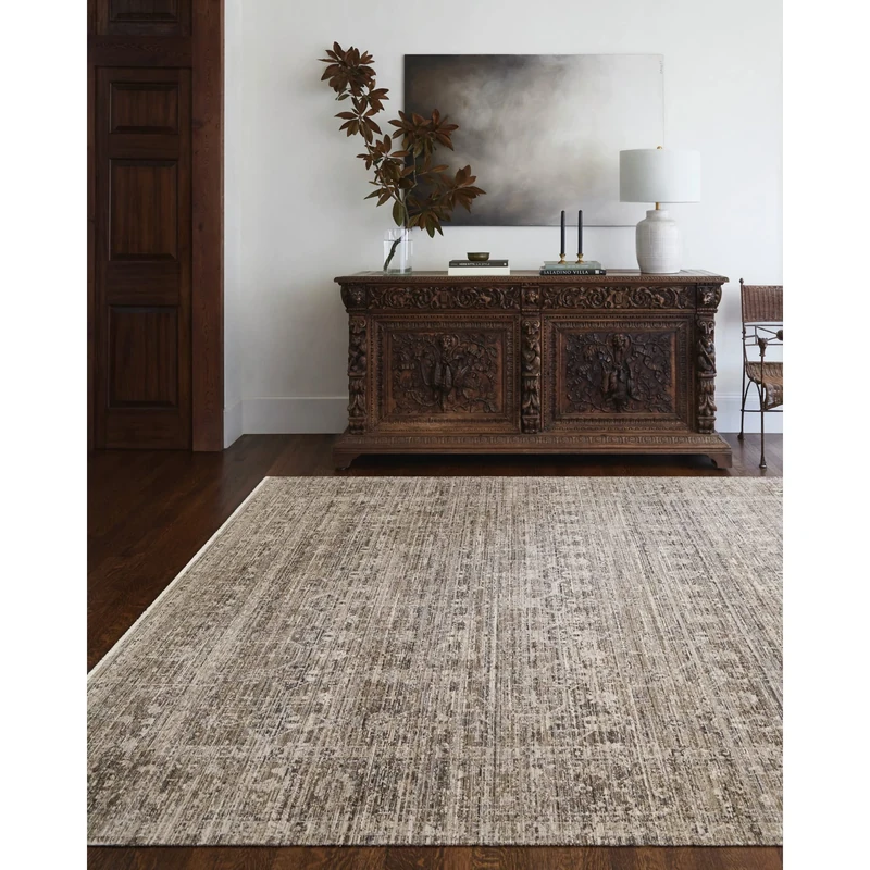 Livabliss x Becki Owens Margaret Machine Washable Rug - Vintage Area Rugs Living Room, Large Rug 160x240 cm - Traditional Boho Style, Dining Room, Kitchen, Outdoor, Hallway - Brown and Charcoal