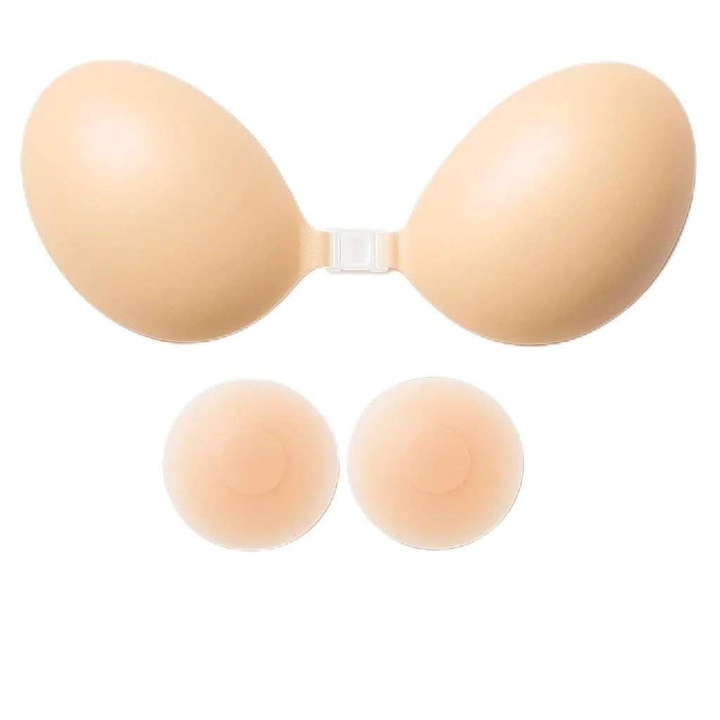 ANASH Sticky Bra, Stick on Bra for Women with 2 Nipple Covers, Women Silicone Strapless for Partywear,Weddings, Ideal for Off Shoulder (UK, Cup & Band, B, 1, Skin)