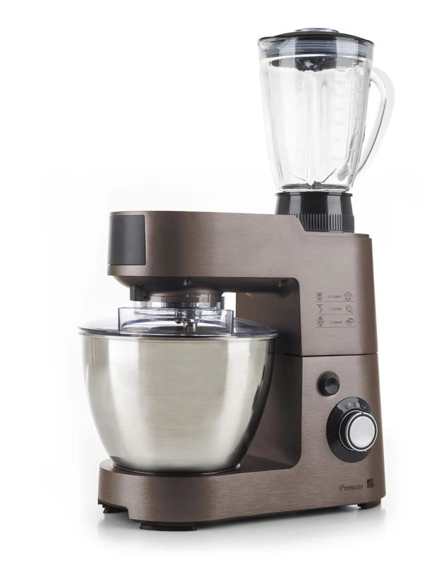 G21 Promesso Brown Food Processor, 1,500 Watt, 3-in-1 Food Processor, Mixer, Meat Grinder, Complete Accessories Included, Container of 5.5 L, All-Metal Gear