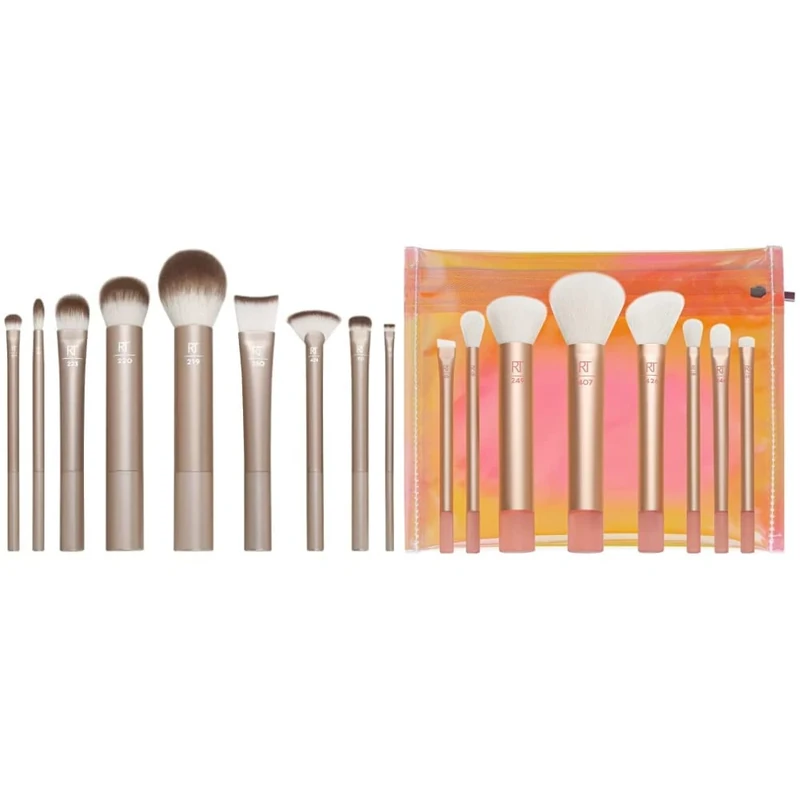 REAL TECHNIQUES Au Naturale Makeup Brush Kit, For Foundation & The Wanderer Make up brush kit, Premium and Professional 8 Midi-size Brush Set