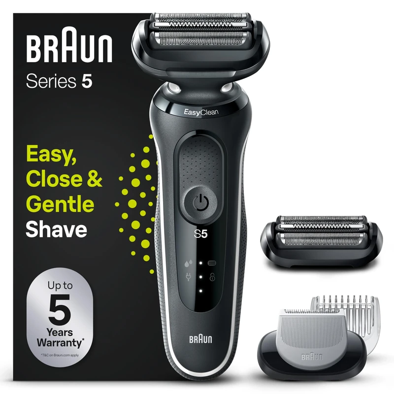 Braun Series 5 51-W1600s Electric Shaver for Men with EasyClick Body Groomer Attachment & Series 5 Electric Shaver Replacement Head, Easily Attach Your New Shaver Head