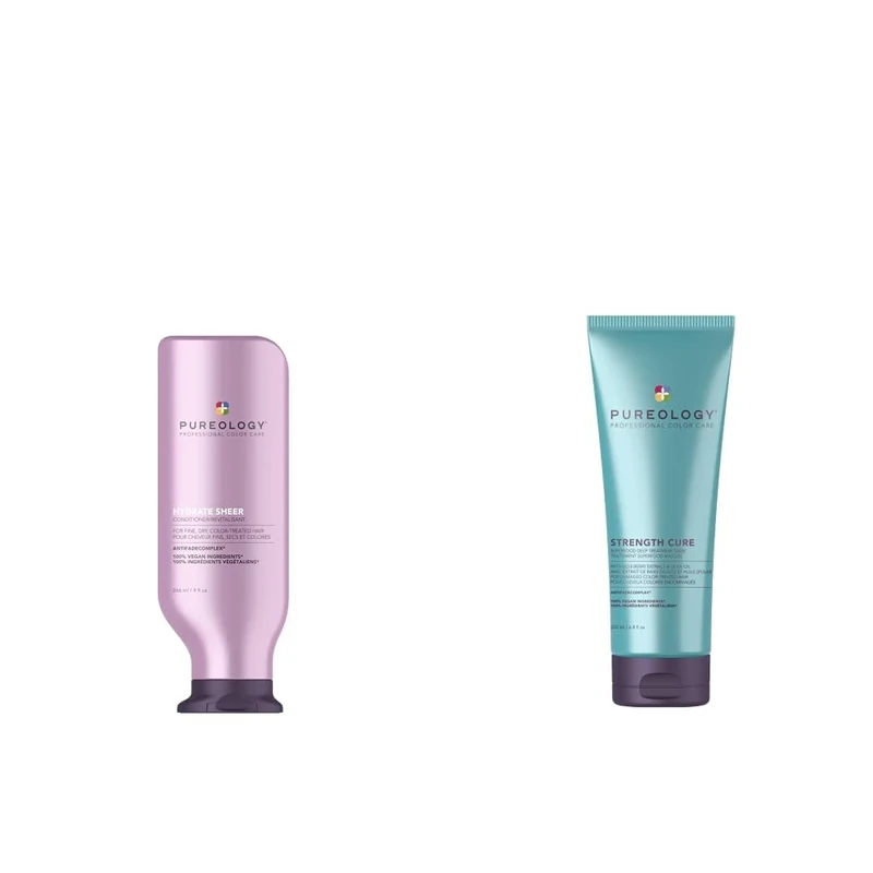 Pureology Hydrate Sheer, Moisturising Conditioner, For Fine & Strength Cure, Superfood Deep Treatment Hair Mask, For Damaged, Colour Treated Hair