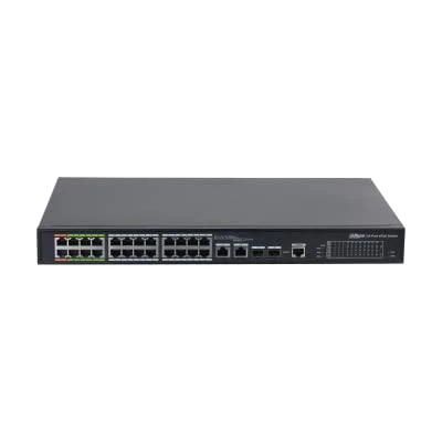 Switch|DAHUA|24x10Base-T / 100Base-TX|2x10Base-T / 100Base-TX / 1000Base-T|2x10/100/1000BASE-T/SFP combo|LR2226-24ET-360-V2 - Image 1