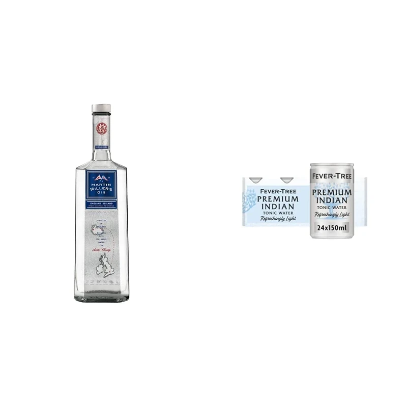 Martin Millers Gin, Original Gin - Super Premium Gin, Icelandic water, Distilled in England - 40 Percent ABV 70cl Bottle (0.7L) & Fever-Tree Refreshingly Light Indian Tonic, 2