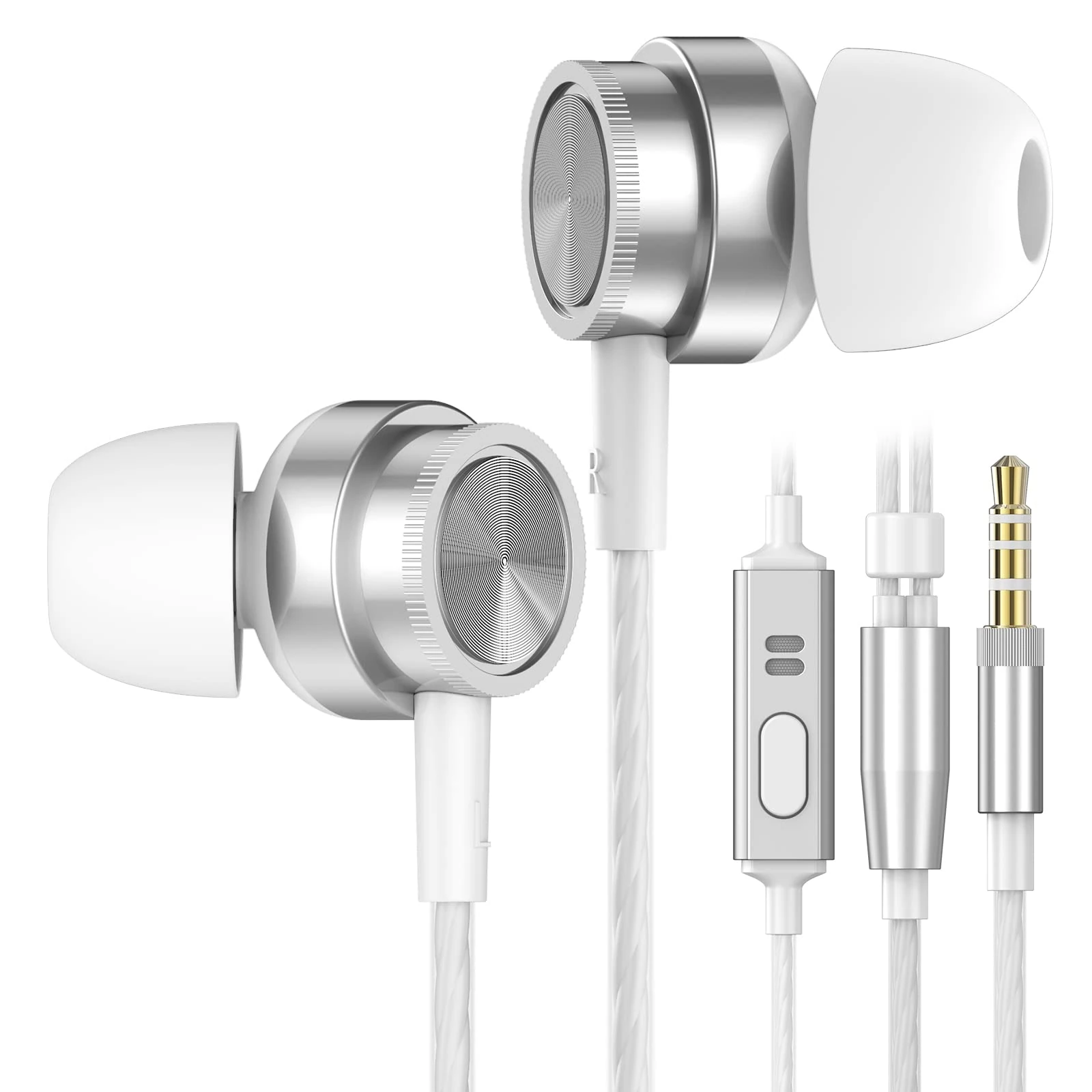 Earphones Wired In-Ear Headphones with Microphone and Pure Sound, Wired Earbuds with Strong Bass and Noise Isolating, 3.5mm Earphones for Samsung, Android,Tablet, iPad, MP3, 3.5mm Devices.