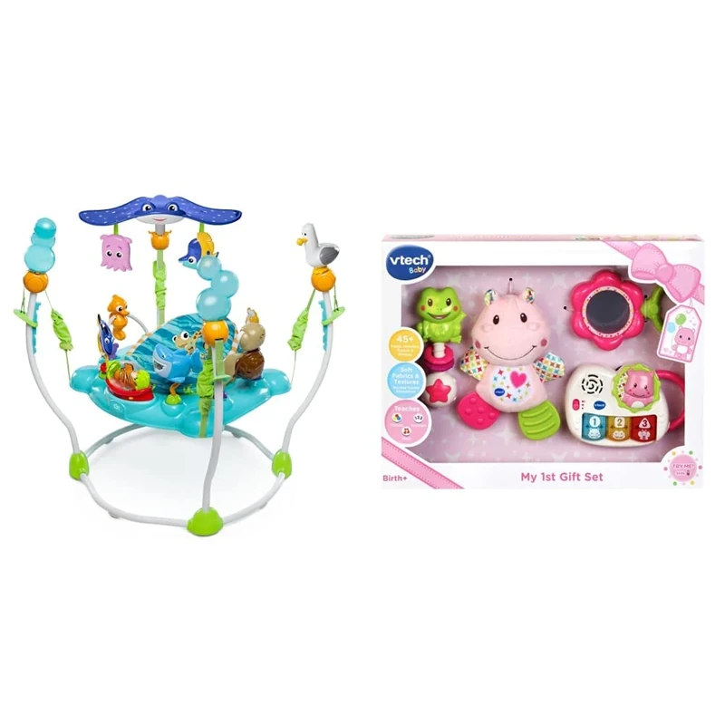 Bright Starts, Disney Baby, Finding Nemo Sea of Activities Jumper, Activity Centre with 13 Activities, Lights, Music and Ocean Sounds, Adjustable Height Baby Rattle & Baby Musical Toy