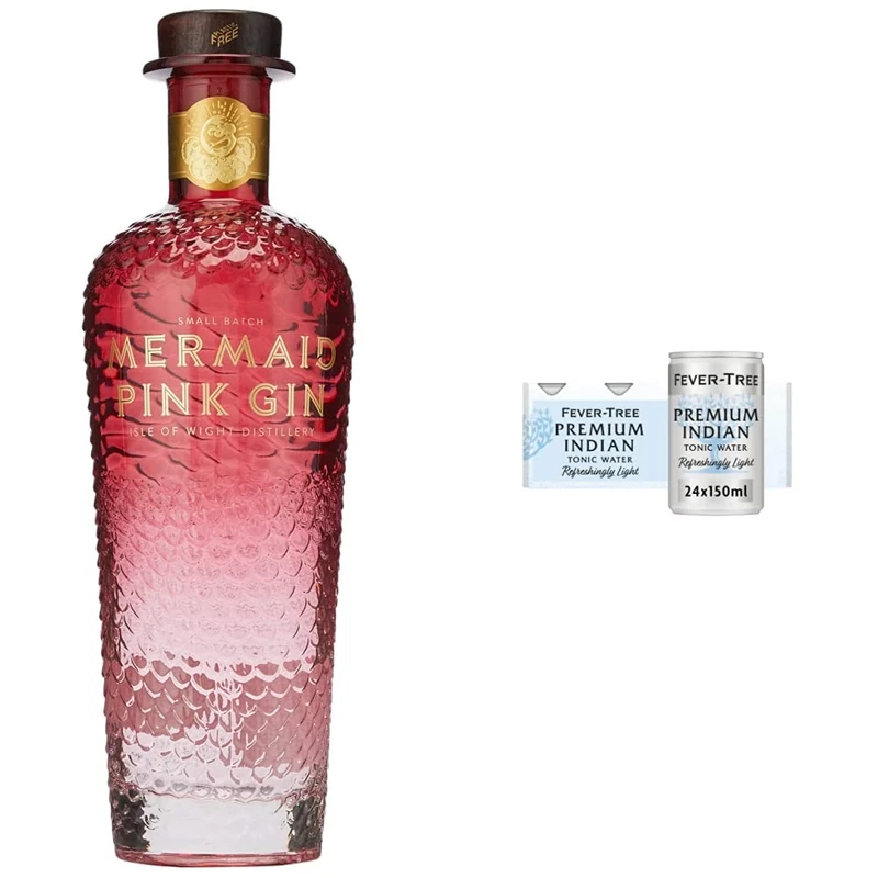 Mermaid Pink Gin, 70cl – Isle Of Wight Distillery, Genuine Hand-Crafted Small Batch, Premium & Fever-Tree Refreshingly Light Indian Tonic Water, 150ml