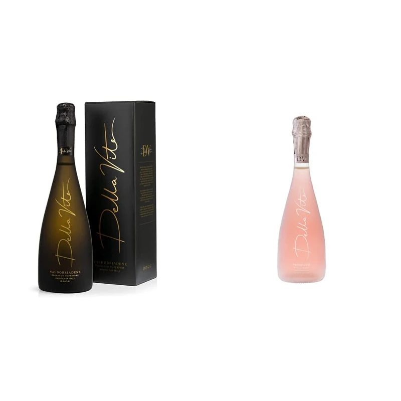 Della Vite Superiore D.O.C.G Premium Italian Prosecco - Rich & Extra Dry Prosecco Wine (Single Bottle, 11.5% 750ml) - Includes Gift Box & Prosecco D.O.C Rosé Millesimato Premium Italian Prosecco