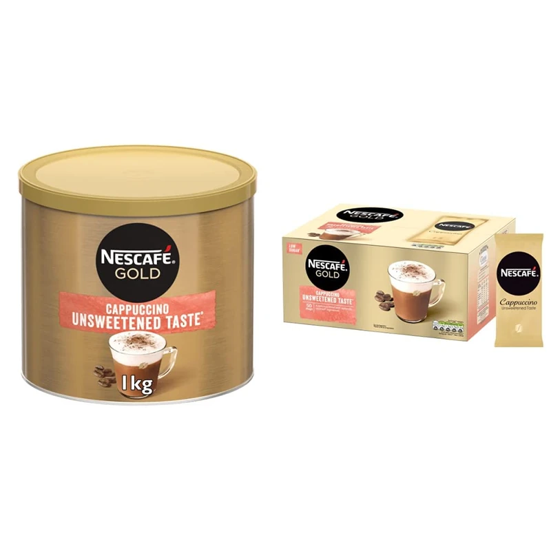 NESCAFE Gold Cappuccino Unsweetened - 1kg Tin & 50 Sachets