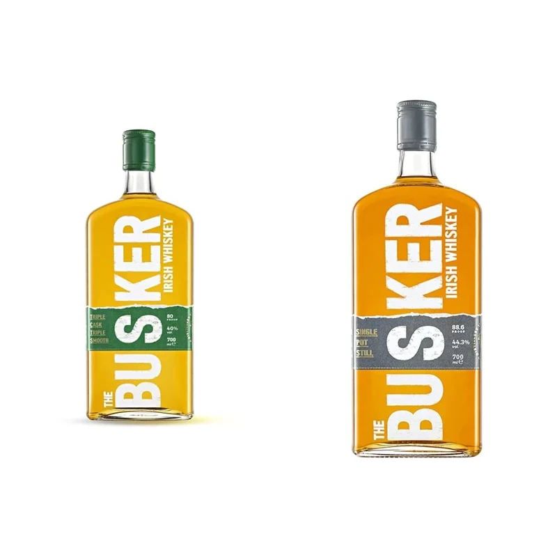 The Busker - Triple Cask Triple Smooth Irish Whiskey, Rich Body with Tropical Fruits and Vanilla Notes & - Single Pot Still Irish Whiskey, Rich Spiceness