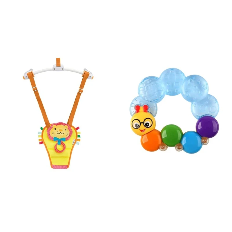 Munchkin Bounce & Play Door Frame Bouncer, Adjustable Height Jumper, Padded Stand & Jump Toy With Squeaky & Baby Einstein, Teether-Pillar Rattle and Chill
