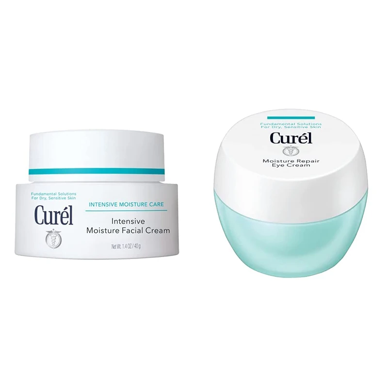 Curel Intensive Moisturiser Face Cream for Dry, Sensitive Skin, 40g & Moisture Repair Eye Cream for Dry, Sensitive Skin, 25g White