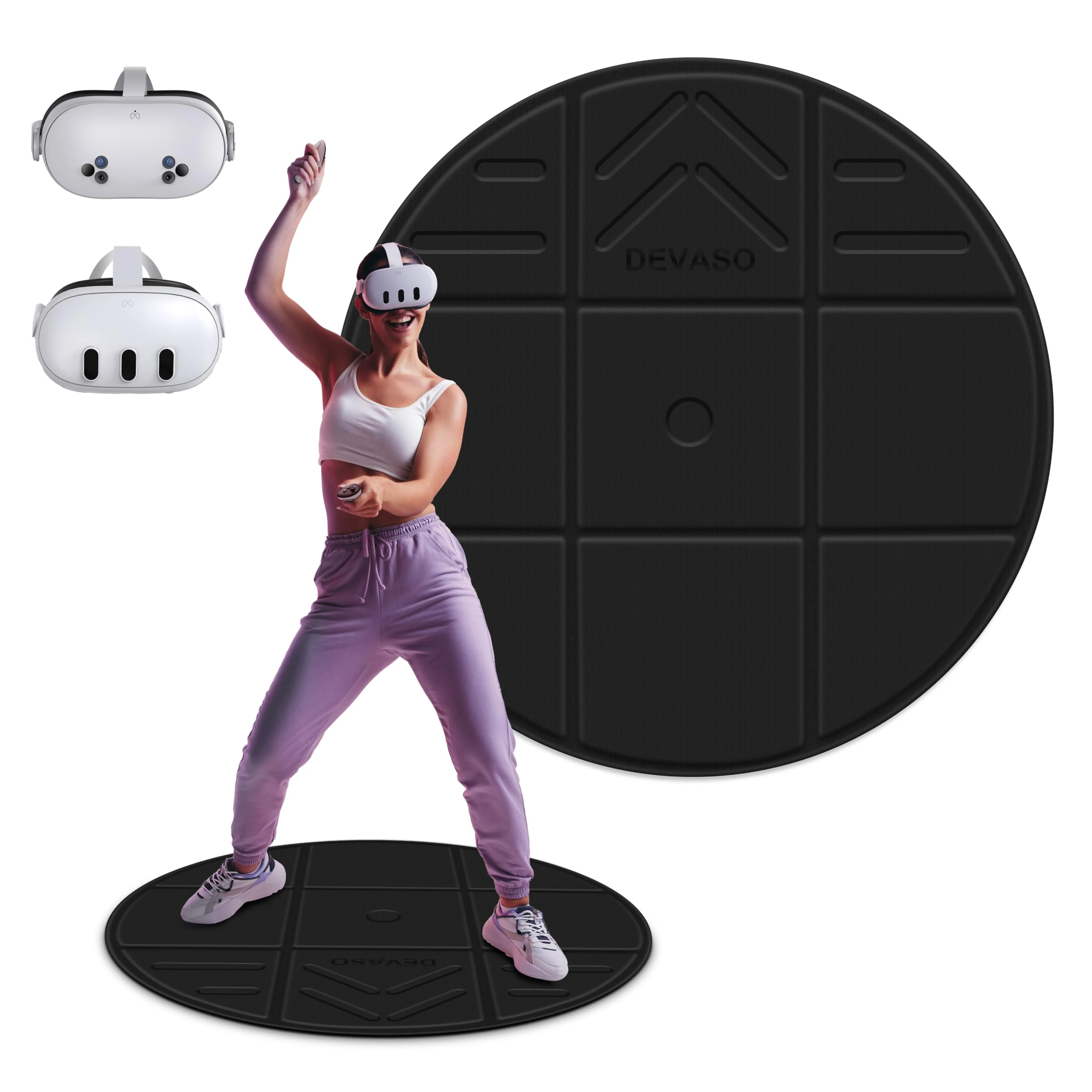 DEVASO Foldable VR Mat for Meta Quest 3S, Round Anti Fatigue Mat, Non-Slip and Comfortable Floor Mat, Premium Game Accessories for PSVR2, Oculus Quest 3/Quest 2/Quest Pro