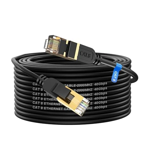 cat gruciso Cat8 Ethernet Cable 75FT, High-Speed 40Gbps 2000MHz Network Cable Braided Gigabit Gold Plated RJ45 Connector, Outdoor&Indoor Internet for Xbox PS4/5 Modem Router PC