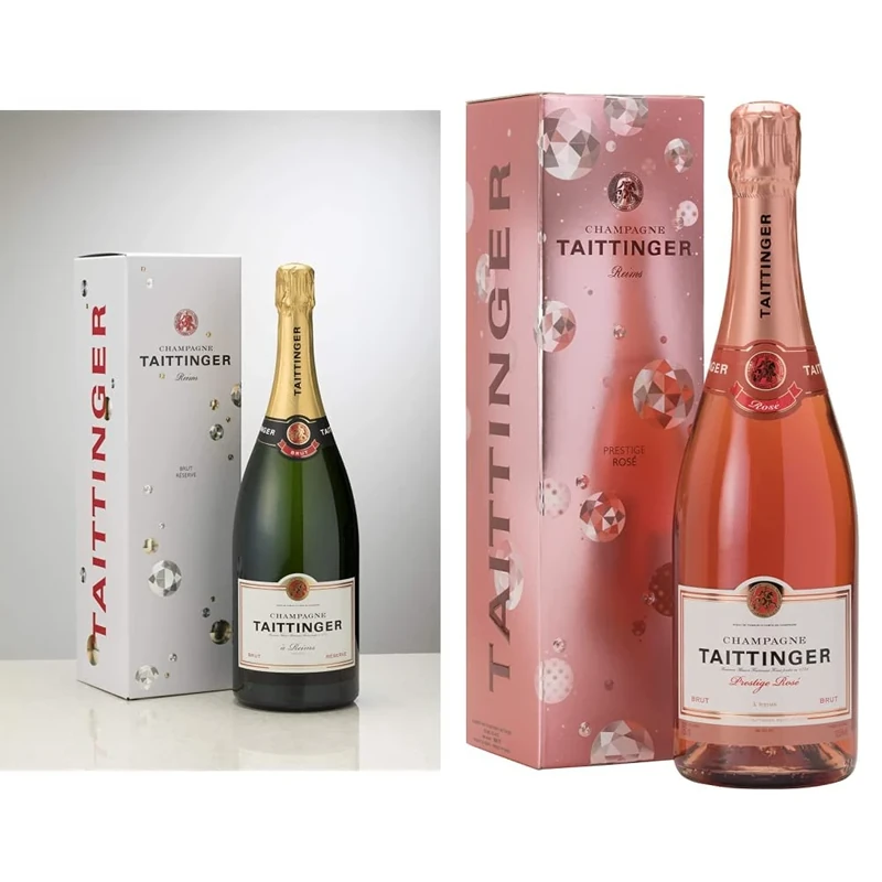 Taittinger Brut Réserve Non Vintage Champagne Magnum in Gift Box 150cl & Brut Prestige Rosé Non Vintage Champagne in Gift Box 750ml
