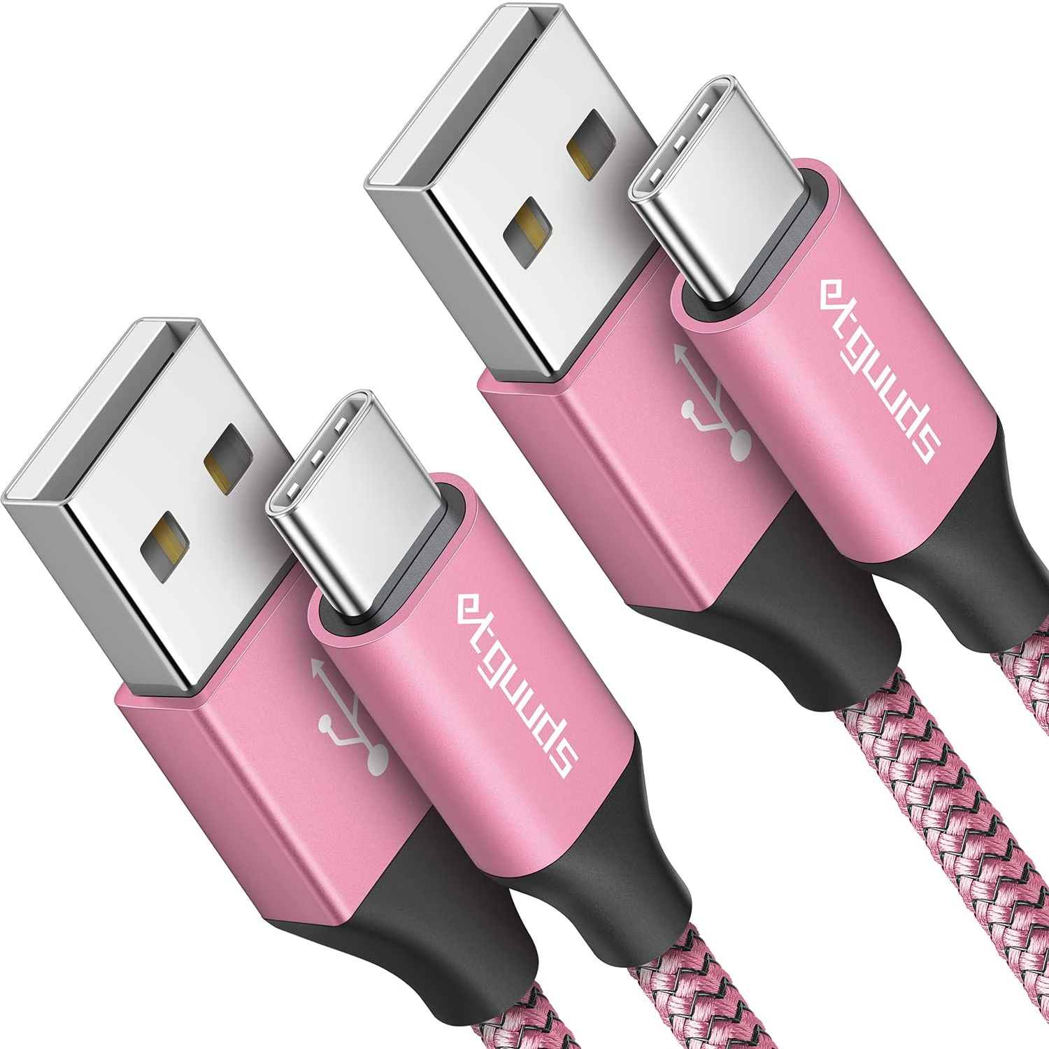 etguuds Pink USB C Charger Cable [2Pack 2M], USB to USB C Cable 3A Fast Charging USB Type C Lead Braided for iPhone 15 Pro Samsung Galaxy S23 S22 S21 S20 S10 A20 A50 A55