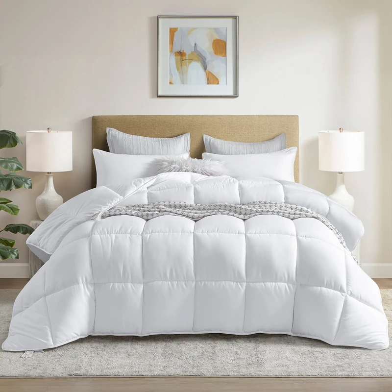 Dorrin Nessin Bedding White Winter Extra Fluffy Twin Size Down Alternative Comforter, Heavyweight All Season Fiberfill Comforter Duvet Insert with 8 Corner Tabs - Image 1