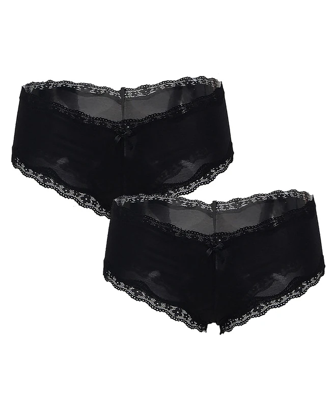 ohyeahlady Women's French Knickers Lace Satin Panties Pack of 2 Stretchy Brazilian Knickers Full Briefs Women Multipack Ladies Pants Size 16 18